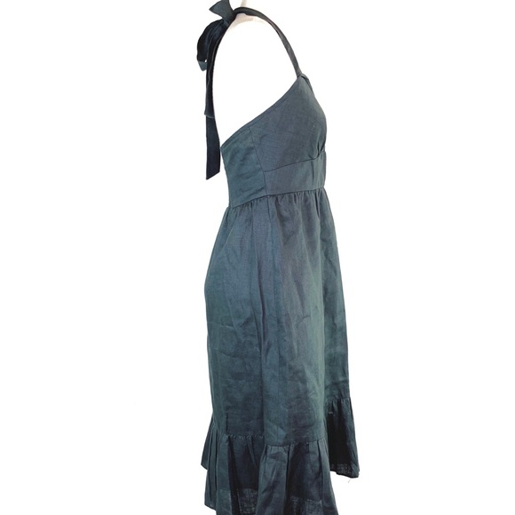 Vintage J. Crew 100% Linen Halter Top Dress Ruffled lined - Picture 4 of 7
